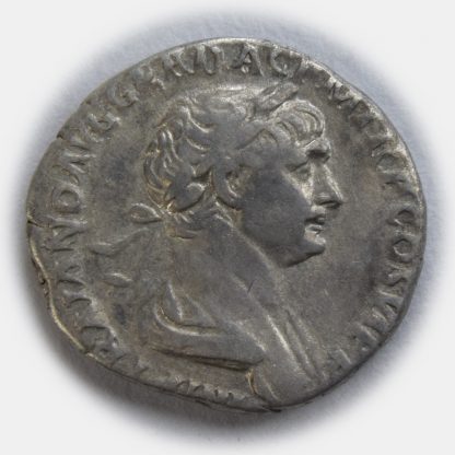 Roman Imperial, Trajan, Silver Denarius, AD 113-114 - Legionary Standards