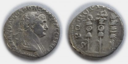 Roman Imperial, Trajan, Silver Denarius, AD 113-114 - Legionary Standards - Image 3