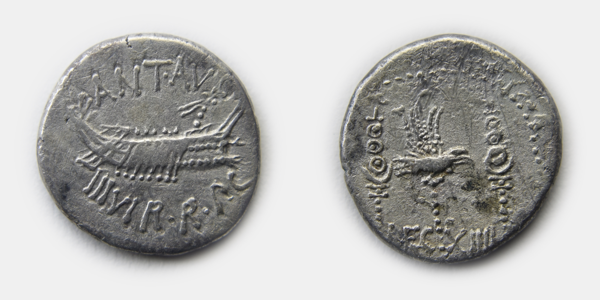 Roman Imperatorial, Marc Antony, Legionary Denarius LEG XIIII, 32-31 BC - Image 3