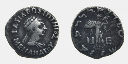 Indo-Greek Kingdom, Menander I 'Soter' Silver Drachm - c.155-130 BC - Image 3