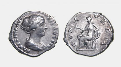 Roman Imperial, Faustina II, Silver Denarius, AD AD 147-150 - Concordia - Image 3